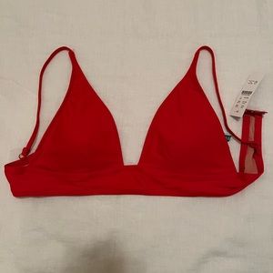 J. Crew plunge bikini top, size small, color bright cerise